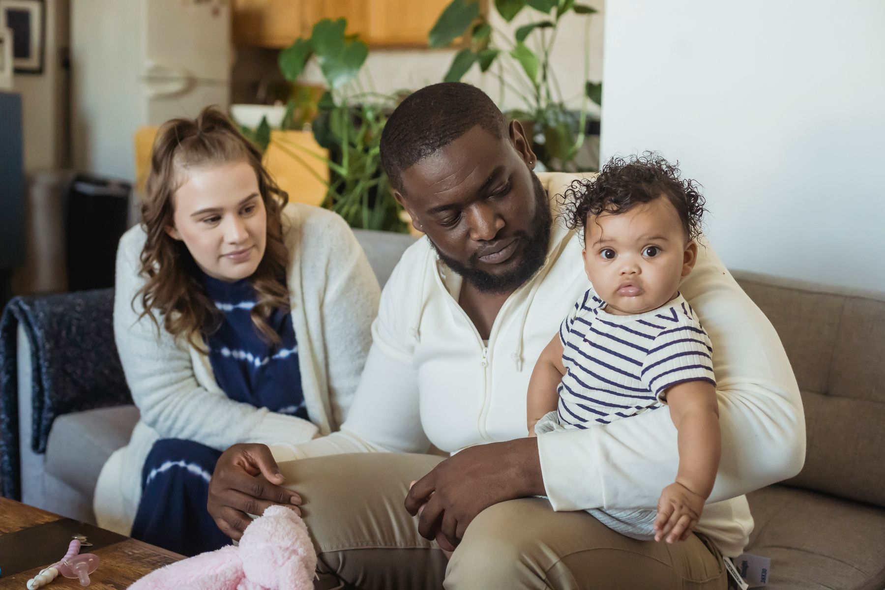 A family sharing a quiet moment at home